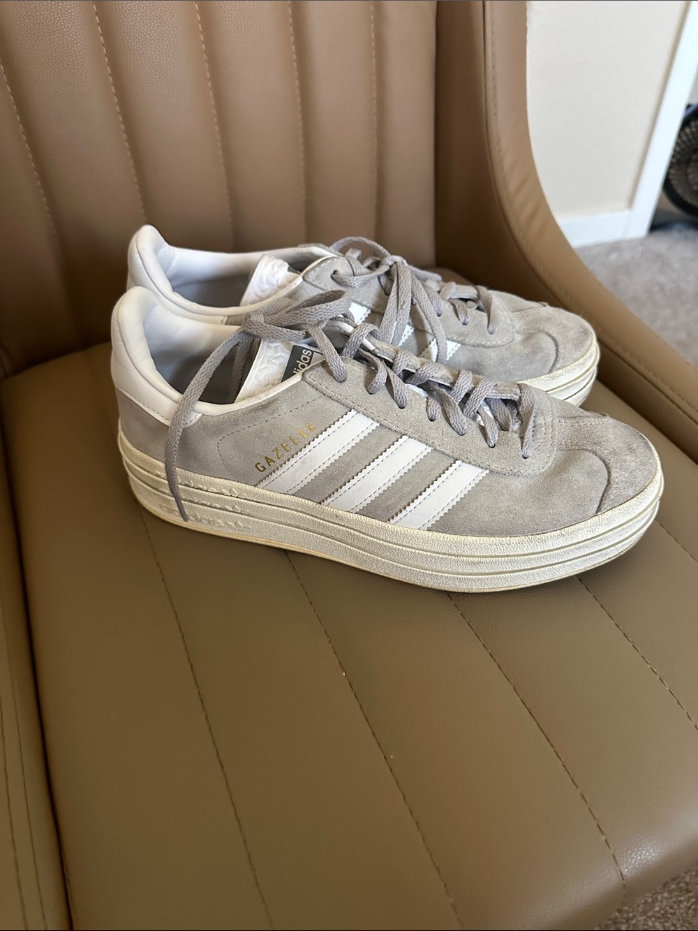 adidas Gazelle Suede Sneakers in Light Gray and White